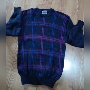 Scott Officer Crewneck Plaid Knitwear Sweater  Lambswool Men L